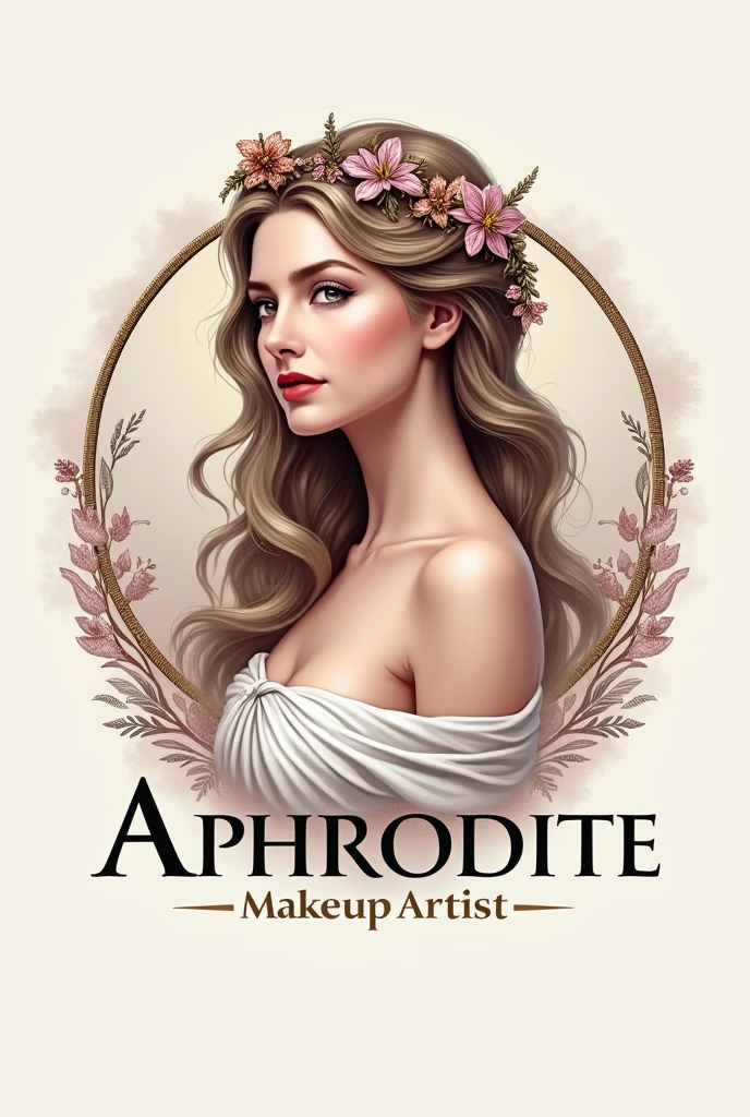 Logo that says Aphrodite makeup artist and a picture of the goddess Aphrodite
