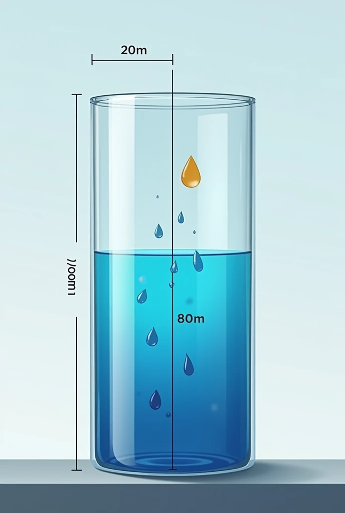 Draw an image that represents the following problem: A container contains two immiscible liquids.: Water (density = 1000 kg/m³) and oil (density = 800 kg/m³). La altura del Water es de 2 metros y la del aceite es de 1 metro. Calculate the pressure at the base of the container.