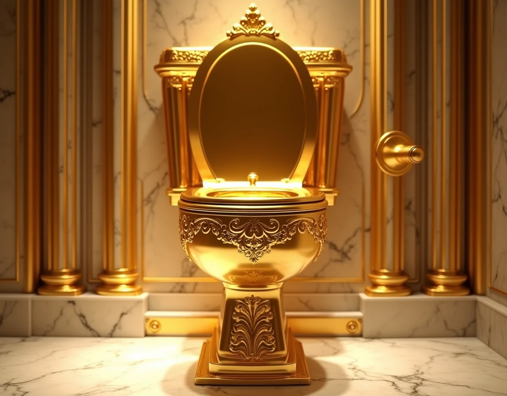 We need a high quality image of a golden toilet