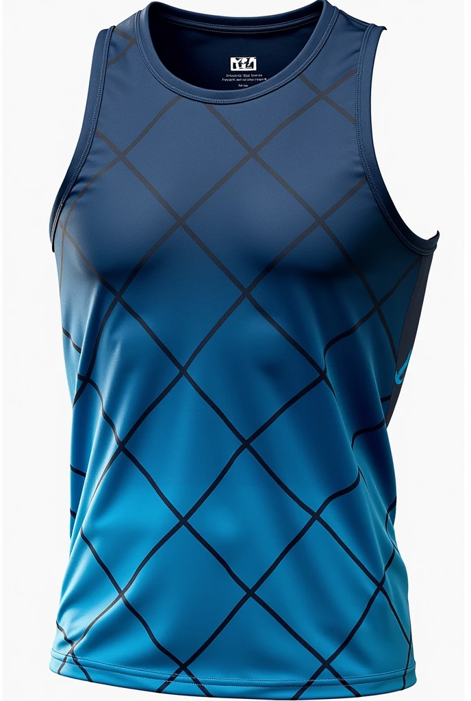 Men&#39;s blue gradient grid tank top 


