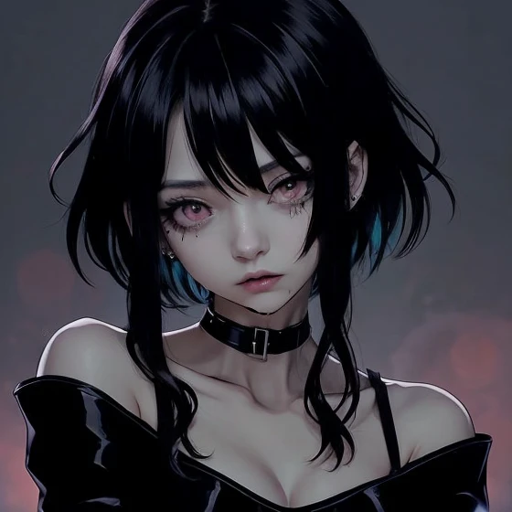 anime girl with black hair and piercings talking on cell phone, a manga drawing inspired by Harumi Hironaka, trends in cg society, gothic art, 1  anime Goth girl, Goth girl, dark piercing eyes, Goth girl aesthetic, 1  Goth girl, detailed portrait of anime girl, gothic horror vibes