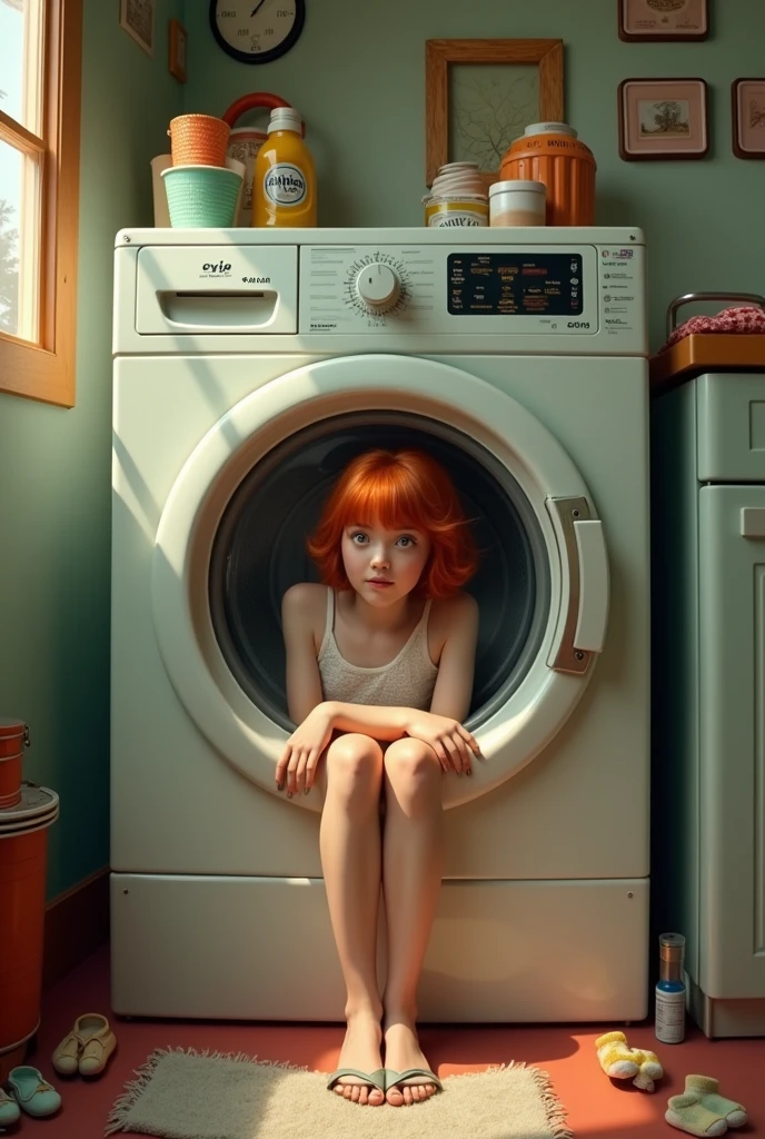 Lana rhous trapped in the washing machine