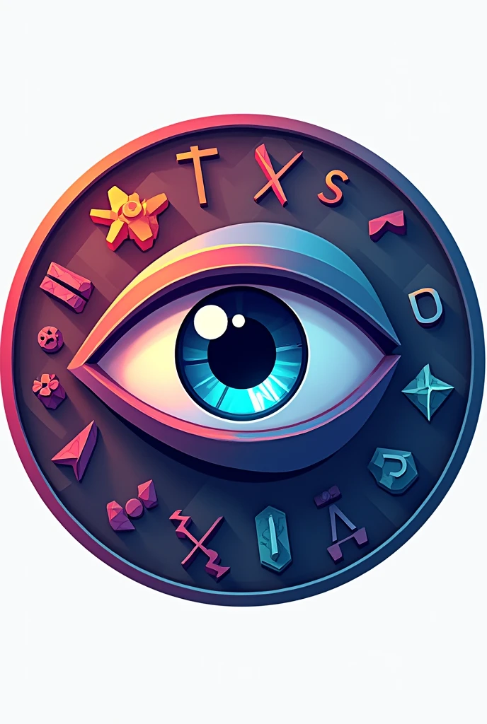 Eye-catching circular logo for a math game with the title in Spanish "mathematical minds" 