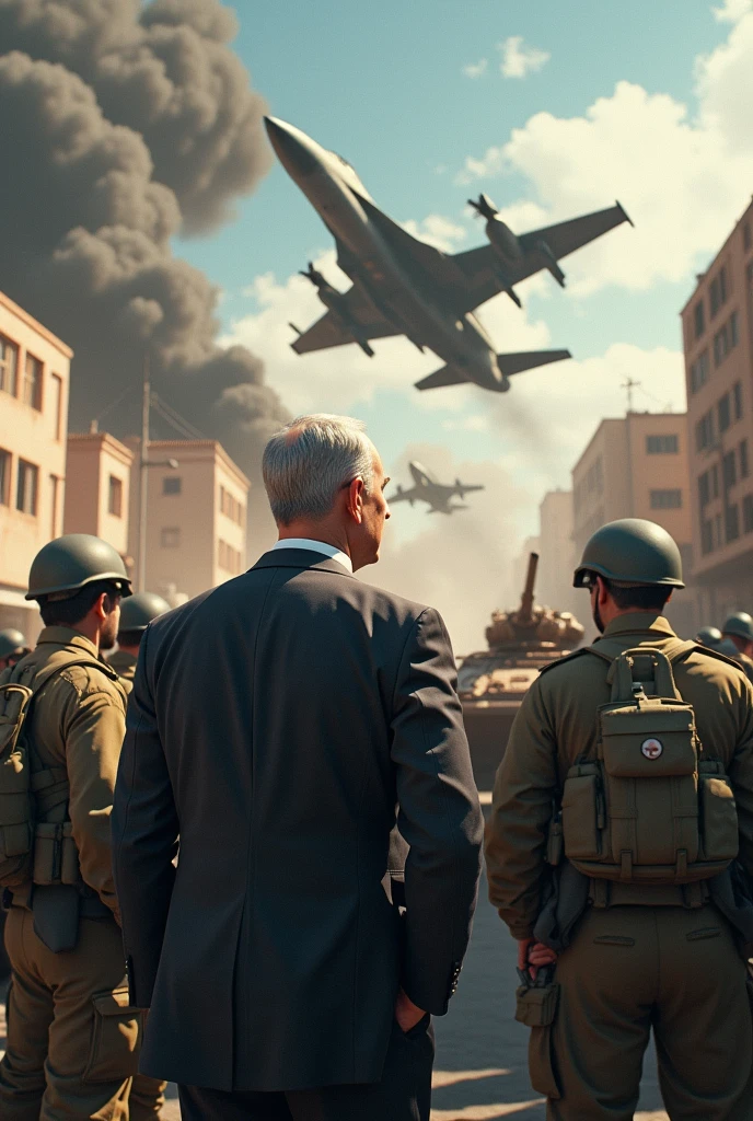 Netanyahu F16 planes in Gaza, All Soldiers and Tanks Protecting Her