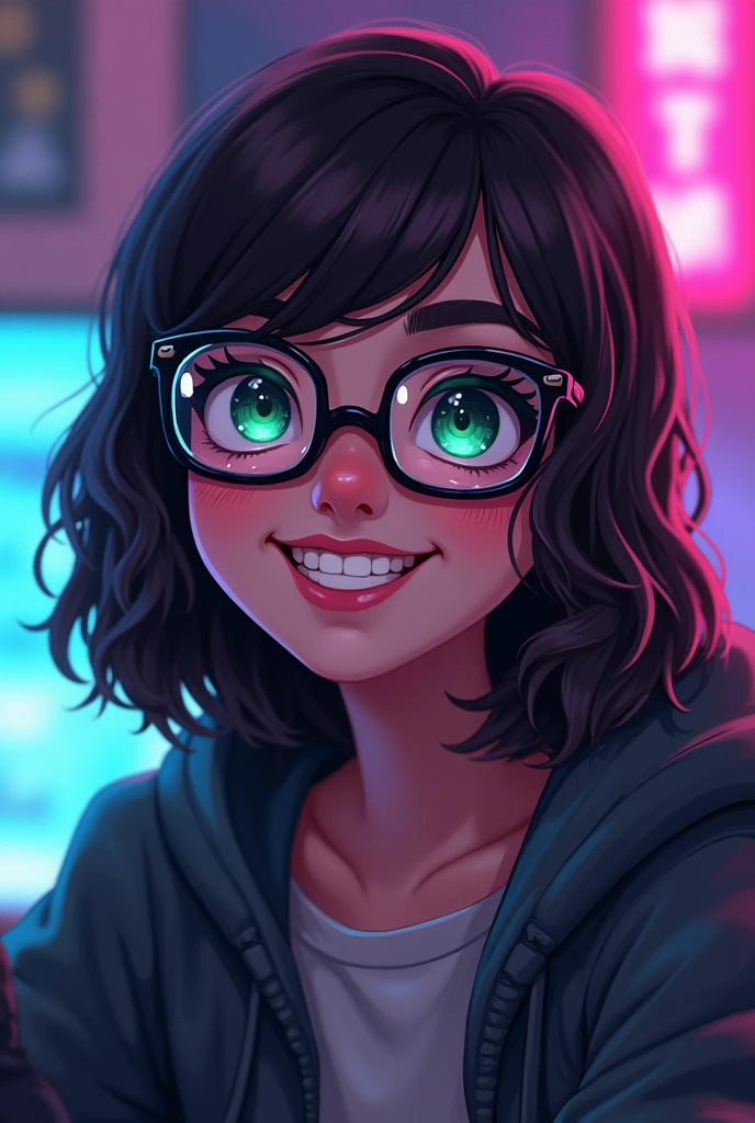 One who wears glasses and is a gamer and plays free fire who has green eyes who is and has a beautiful pixel smile