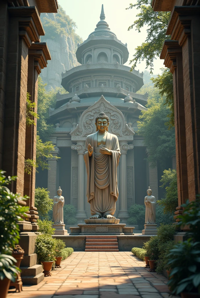 ((Best quality, 8k, Masterpiece :1.3)),((Buddha Statue)),temple