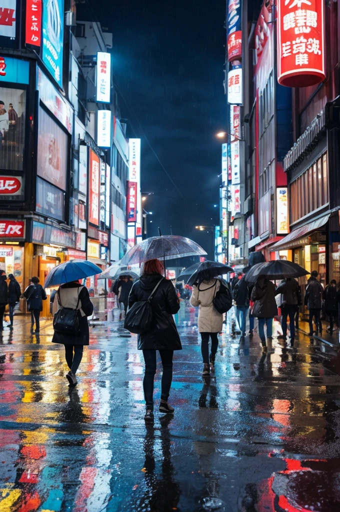 Foreigners drinking canned beer in the rain in Kabukicho