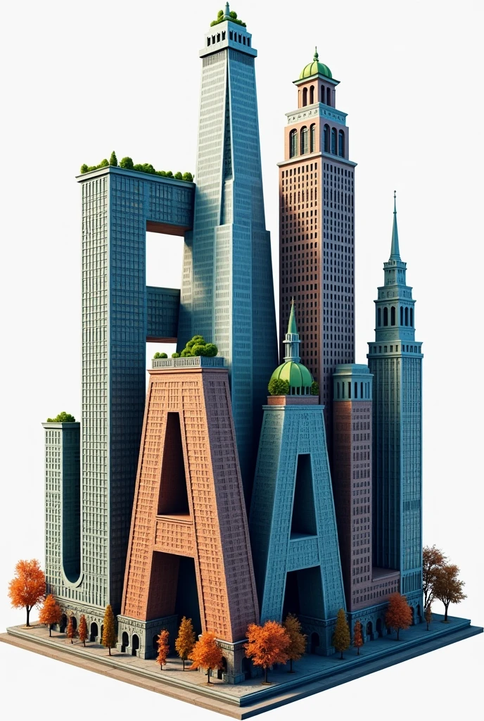 architectural logo with the letters f, u, f, u, g, a, l as buildings