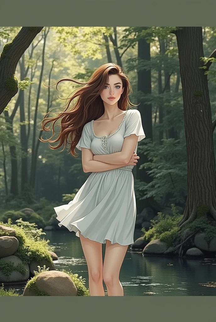 Beautiful 1 woman with brown hair