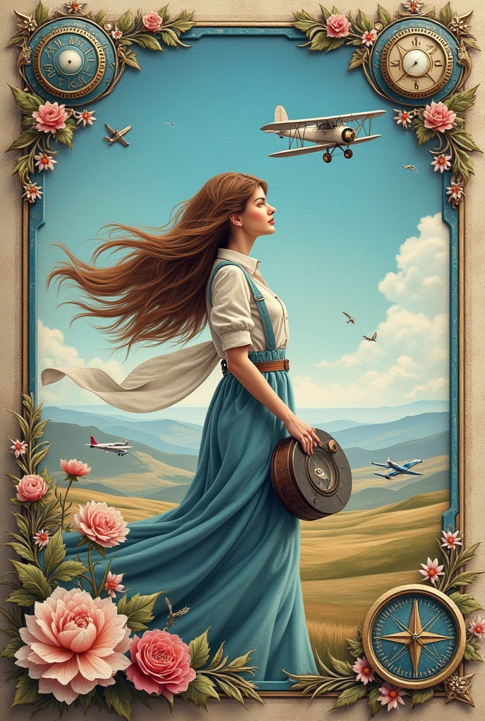 Create an image of a ladies' aviation themed notebook cover.