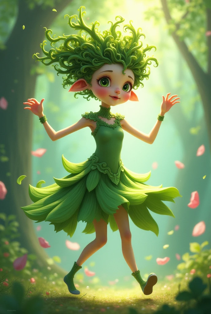 A green lives dance girl tree cute anime type