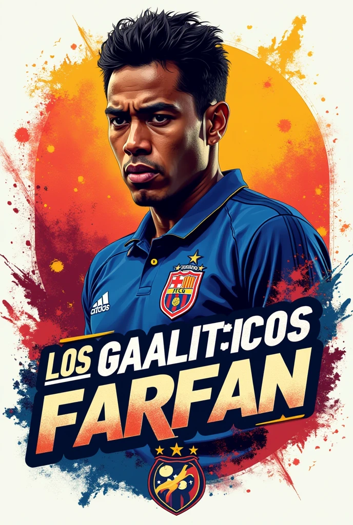 Create a Jefferson Farfan focused logo with the name Los Galacticos del Tiradito  