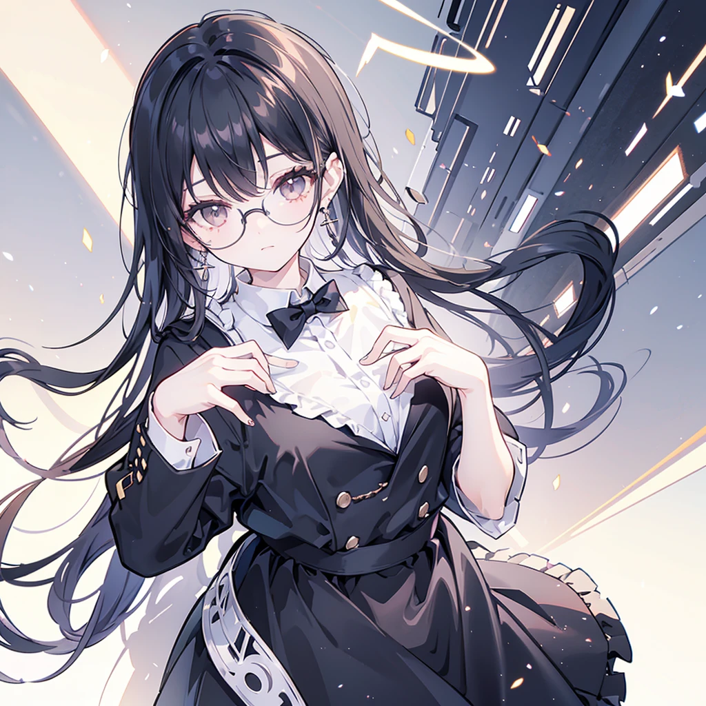 Black Hair, Glasses, Earrings, High quality, Feminization, 8K, masterpiece, best quality, Excellent details) , (High Saturation, Best shadow, Best light, Extremely fine bleaching) Dark Style