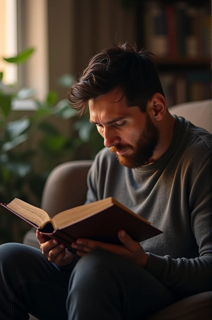 Messi reading a book