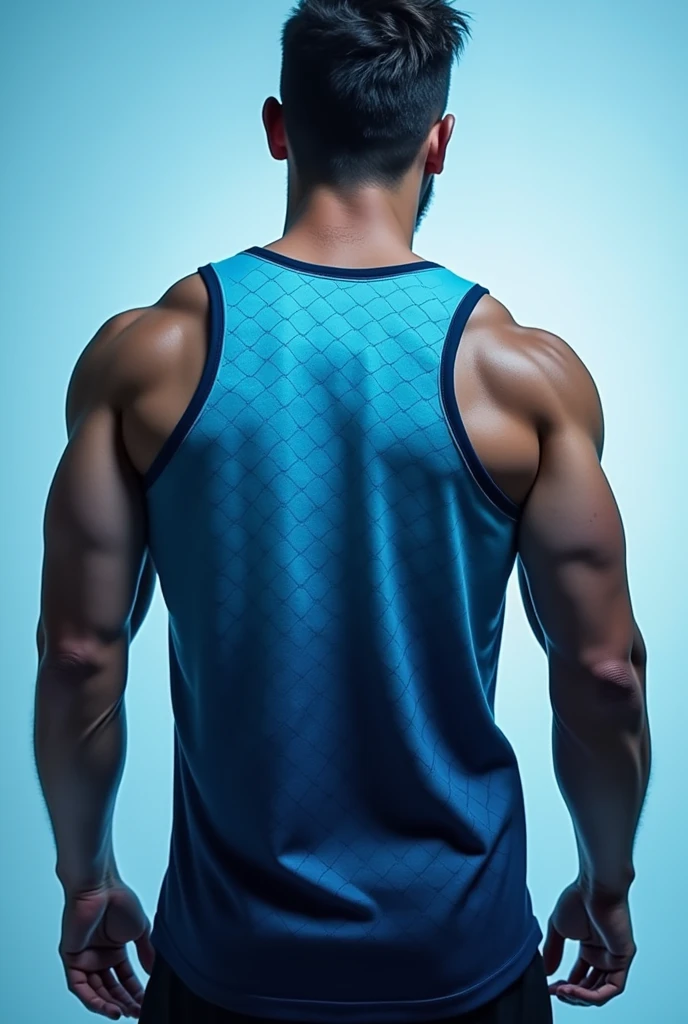 Men's blue hexagonal gradient tank top