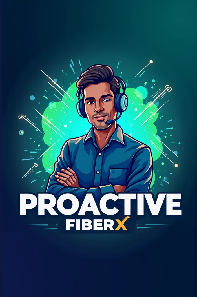 Create a profile picture for a WhatsApp group for a fiber internet technical support team called Proactive FiberX