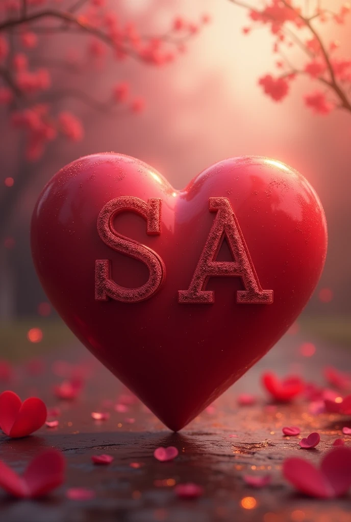 Initials S - A written on a loving heart 