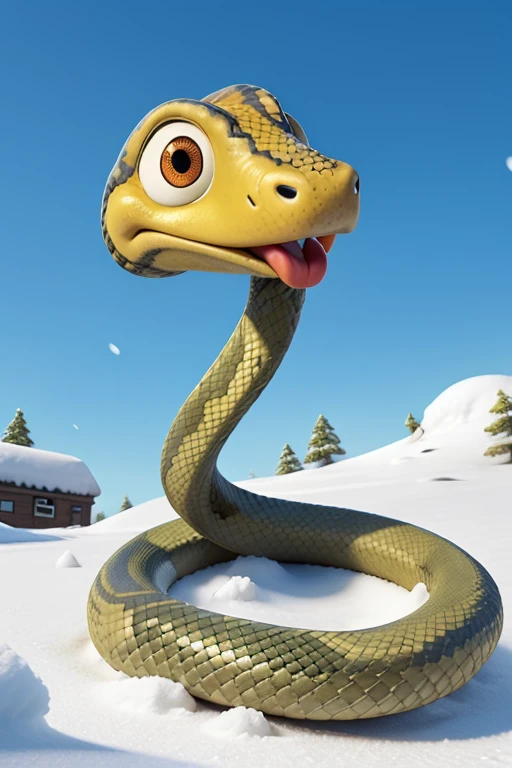 Create a snake crawling in the snow
