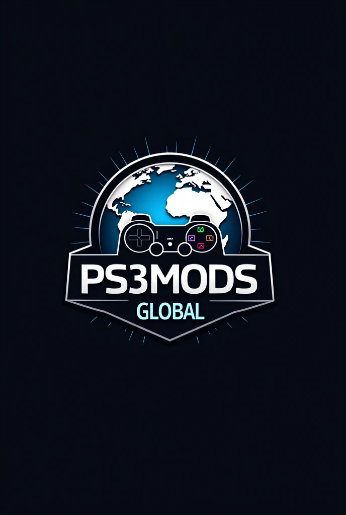 Create a logo with the PS3modsGlobal theme and the name PS3ModsGlobal in the logo, a PS3 controller, the globe and the PlayStation symbol