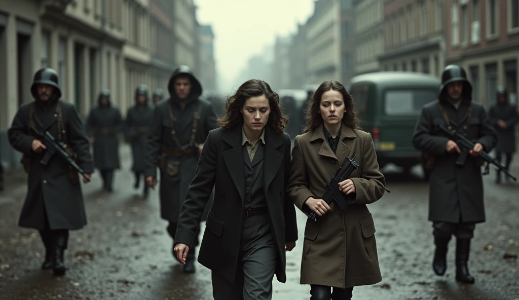 Anne Frank and her family take to the streets after being found in hiding