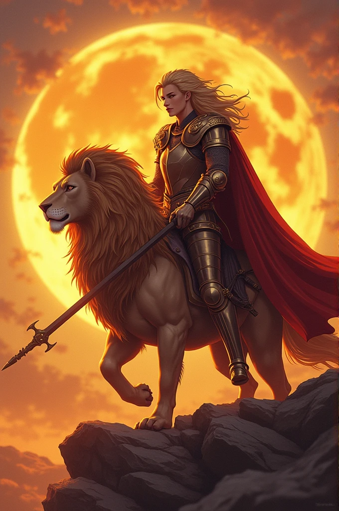 Create an image of a Leo knight inspired by the anime Knights of the Zodiac