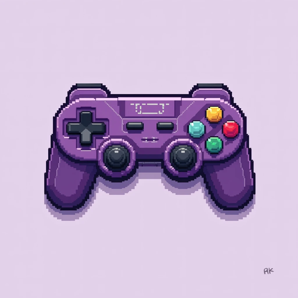Video Game Controller Retro Pixel art 2D 4K Full HD Purple