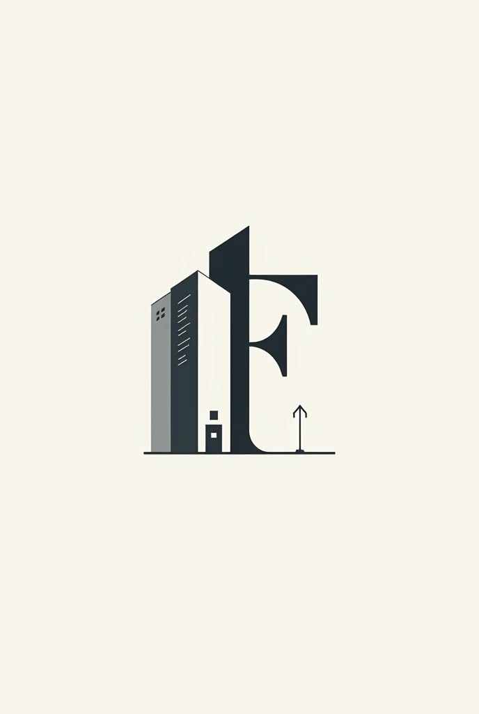 simple architectural logo with the letters f, u, f, u, g, a, l as buildings