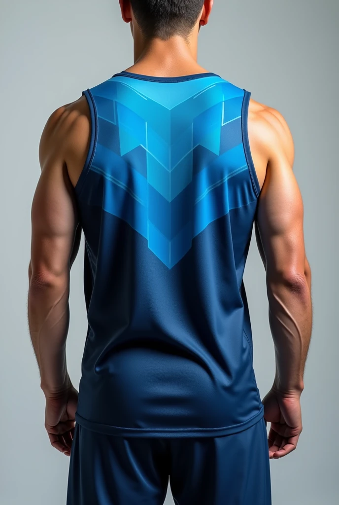 Men&#39;s blue hexagonal gradient tank top front and back 


