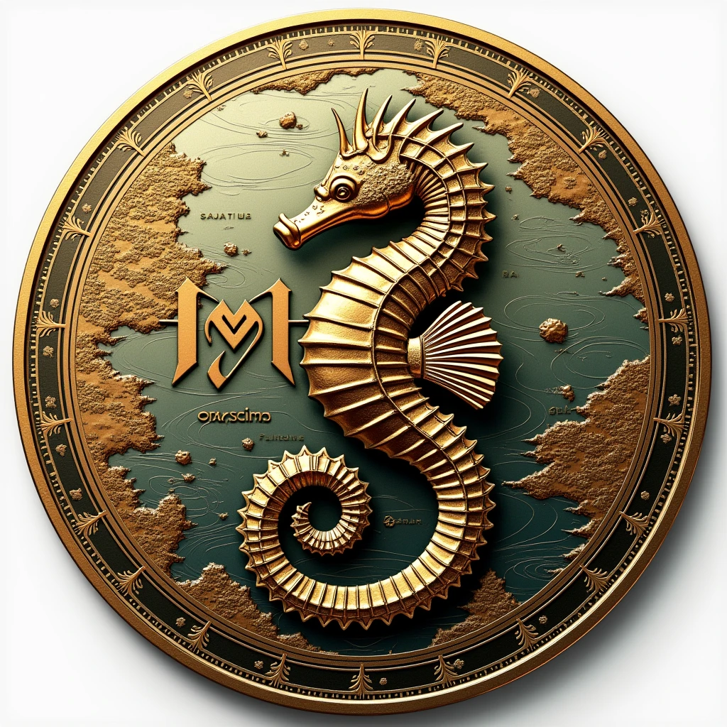 Coins will be made with the letters MJP in the center.. Seahorse design in the center. Money, high quality, A luxurious image. There are secret maps of JAPAN and MARASHIMA on the outside..
Background is watermark