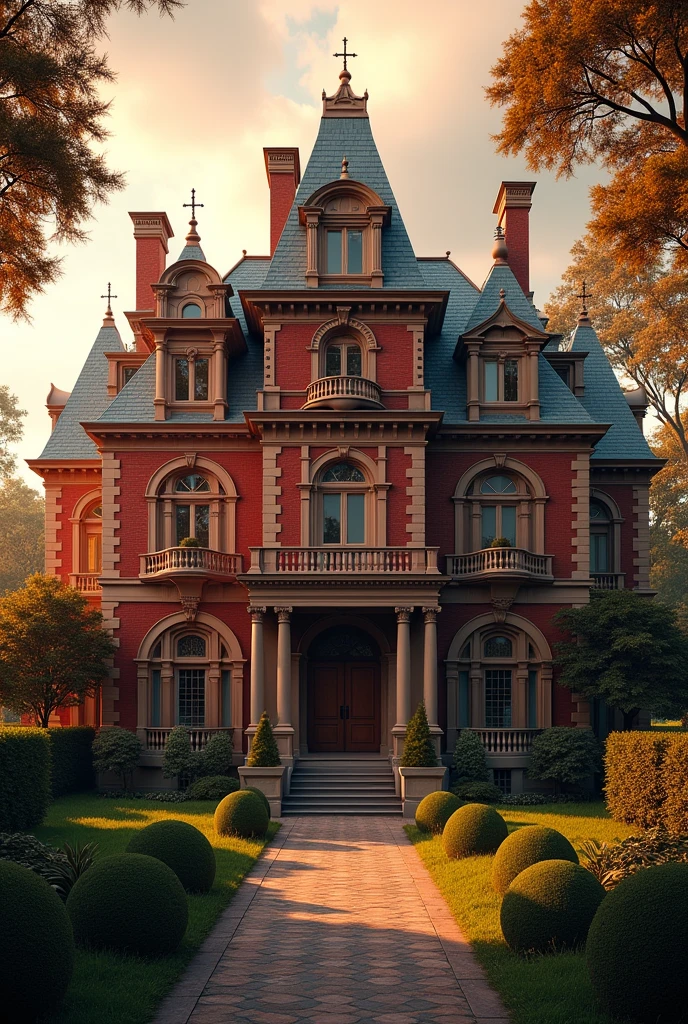 Red mansion late afternoon