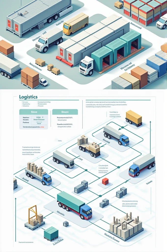 A simple chart depicting the flow of logistics (from raw materials to the final customer). You can also include an illustration of a warehouse or factory..