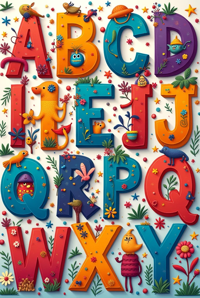 A printout of a colorful alphabet to cut out and assemble
