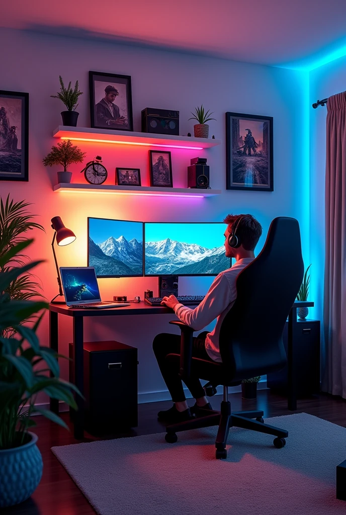 a simple gamer room with 4.50 meters wide and 3 meters long
