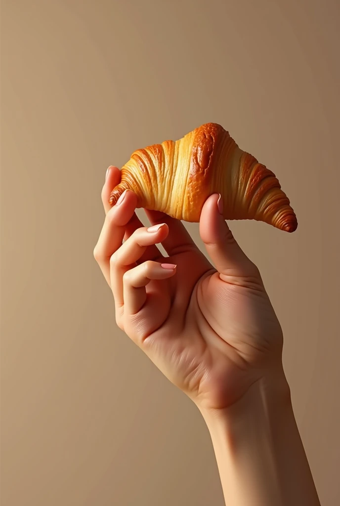 Right hand holding a croissant