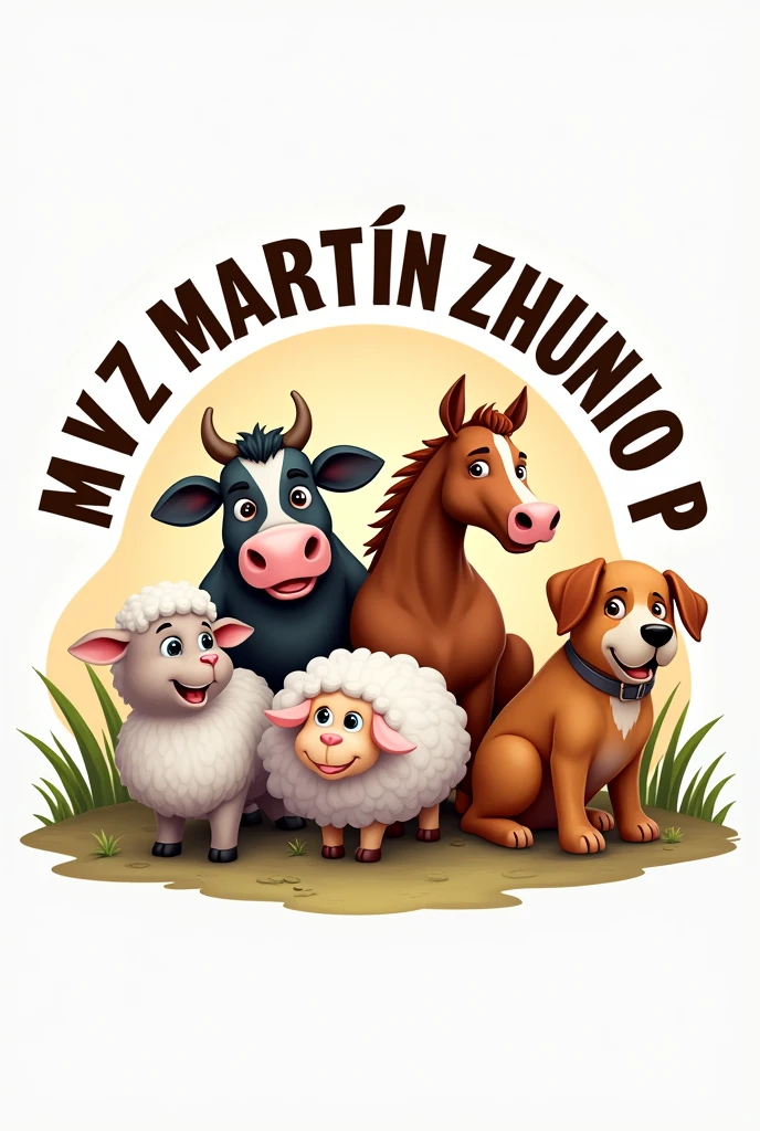 Veterinary logo with farm animals, written on the outside “MVZ MARTÍN ZHUNIO P”