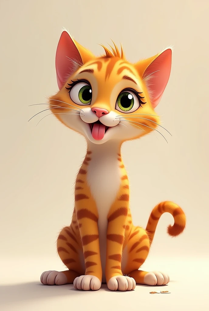 A cat teenager sticking his tongue out 