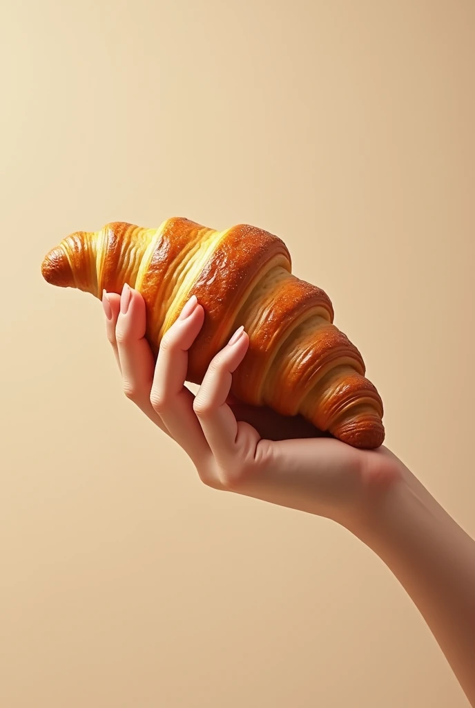 Right hand holding a croissant 