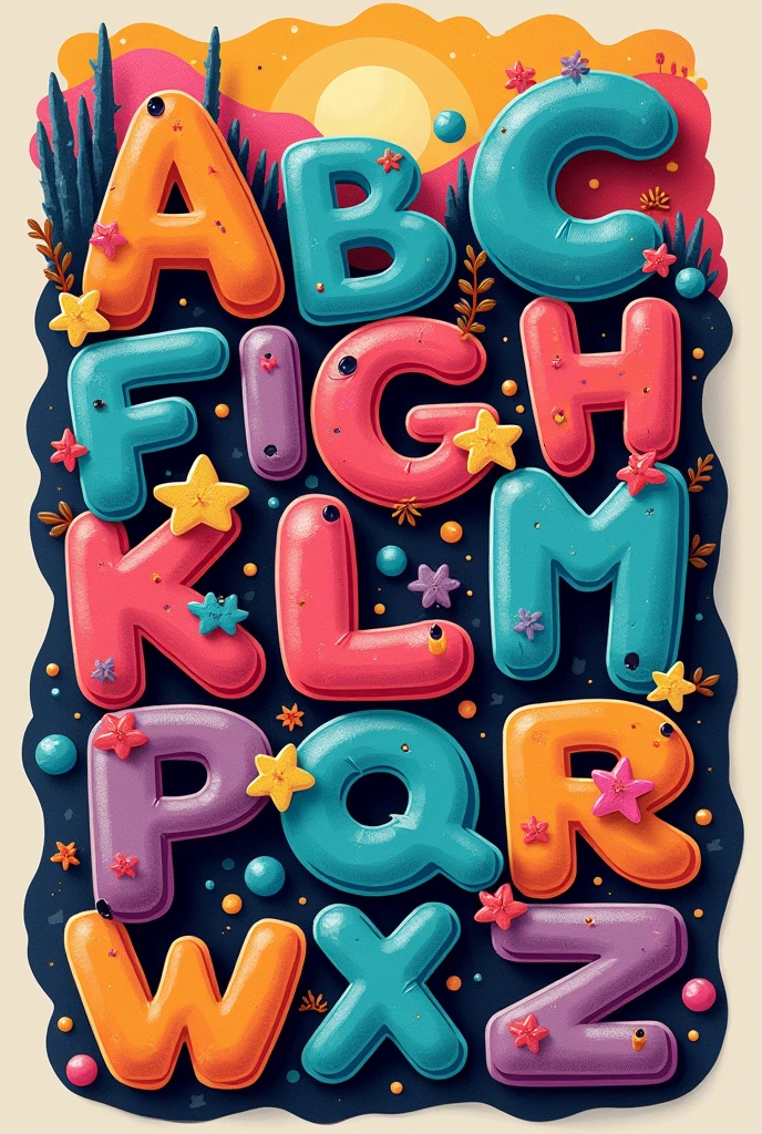A printout of a colorful alphabetical alphabet
