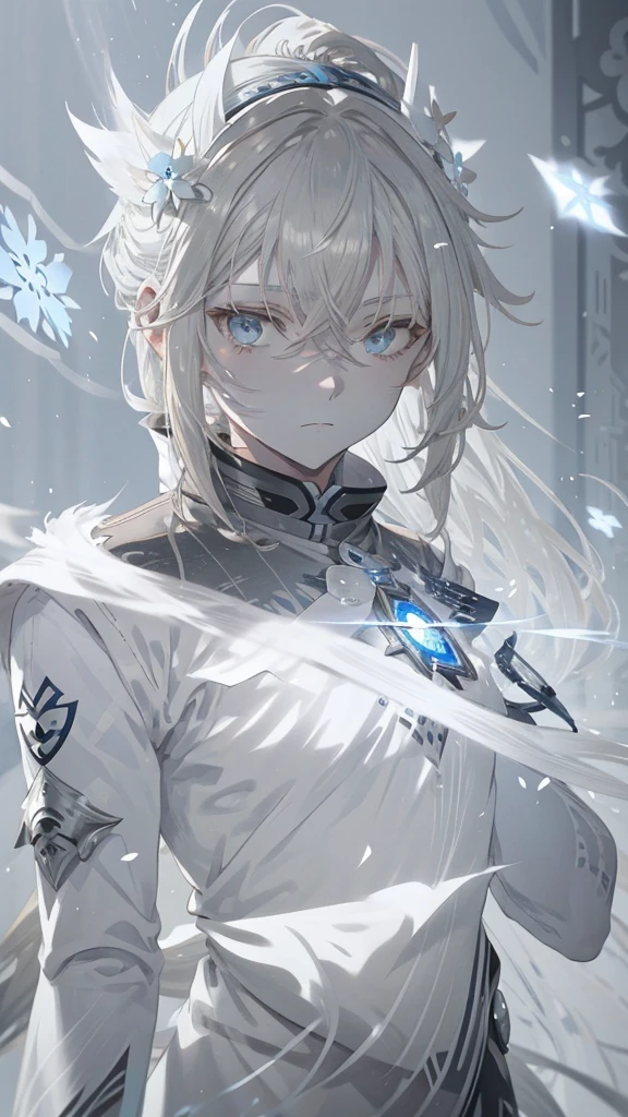 anime girl with Gray Hair and blue eyes and white flowers, Gray Haired deity, Gray Haired, with long Gray Hair, with Long white hair, Gray Hairの, White fox, White Fox Anime, Silver Hair, Avatar Image, Long white hair!!, flowing Gray Hair, Gray Hair!!!!!, Gray Hair!!!!, Hajime Yatate, Gray Hair!!!
