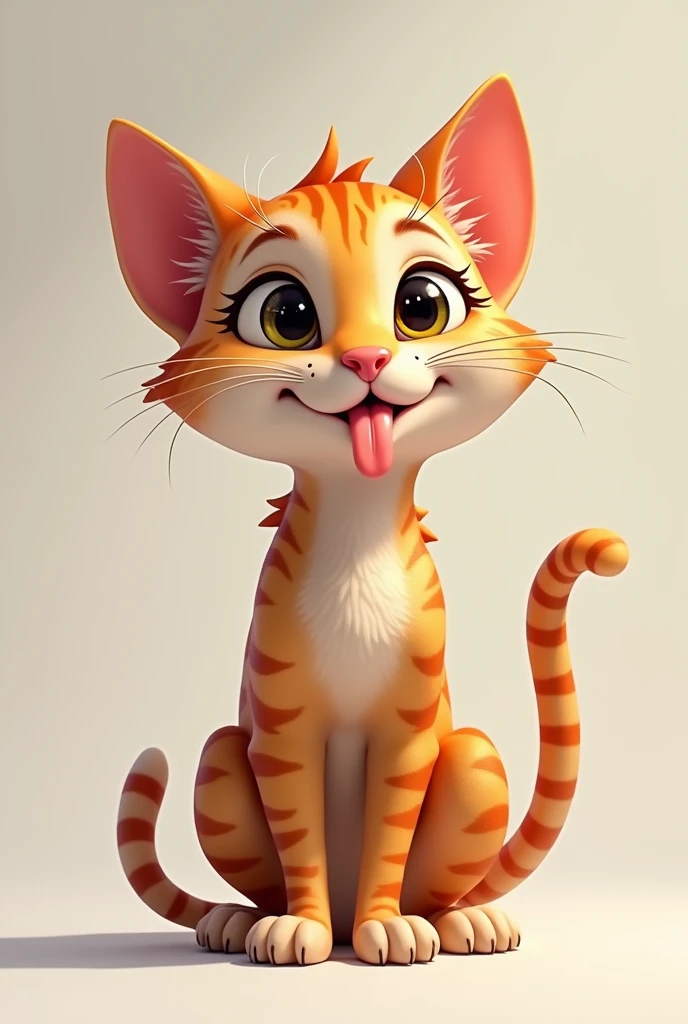 A cat teenager sticking his tongue out