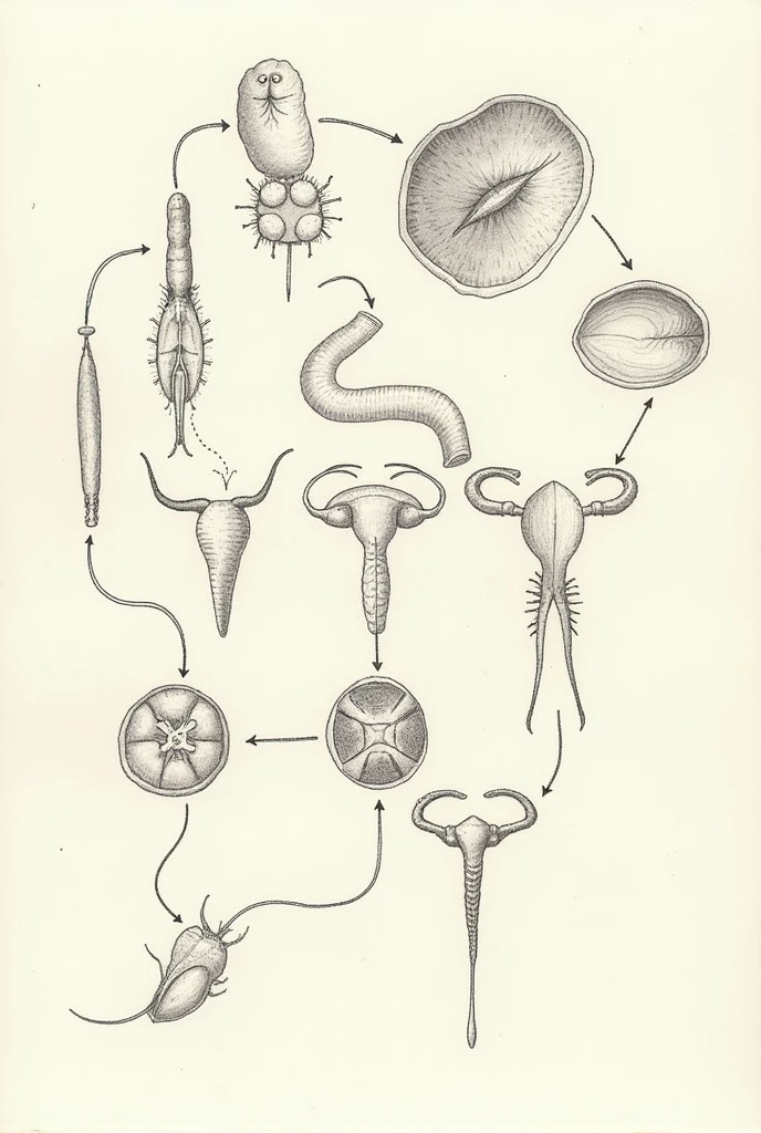 Strongyloides stercoralis (threadworm) Life cycle sketched form