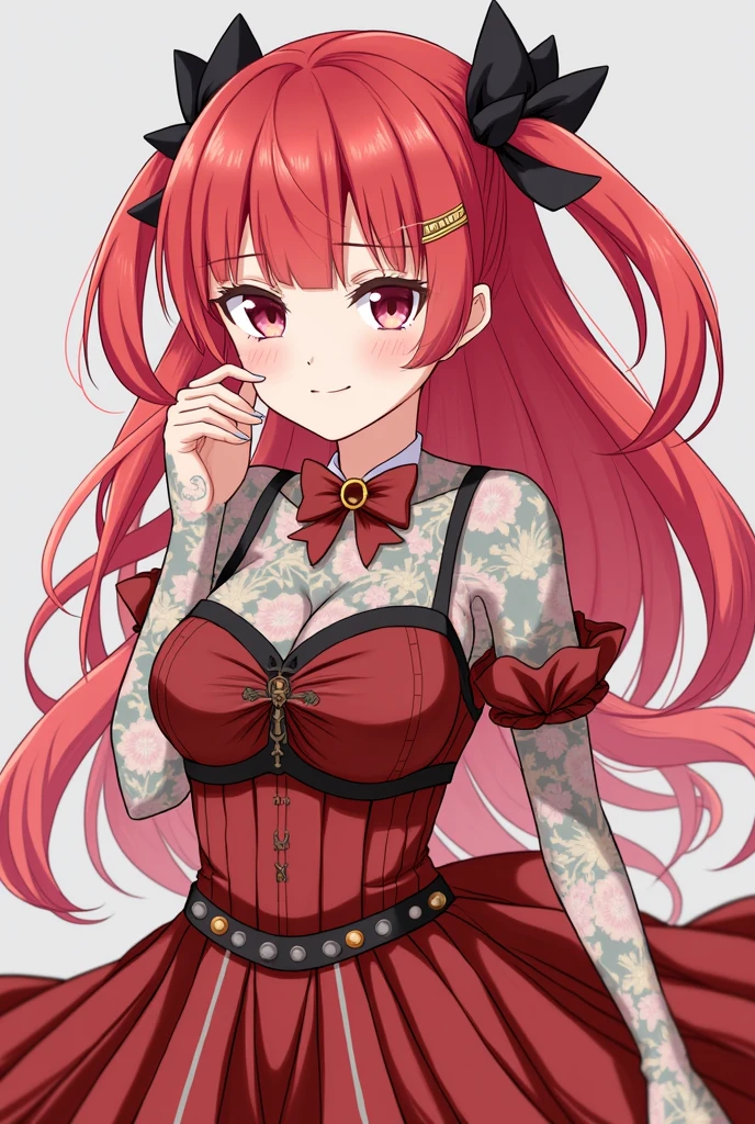 Lady,Red hair,dress,beautiful,anime,tattoo