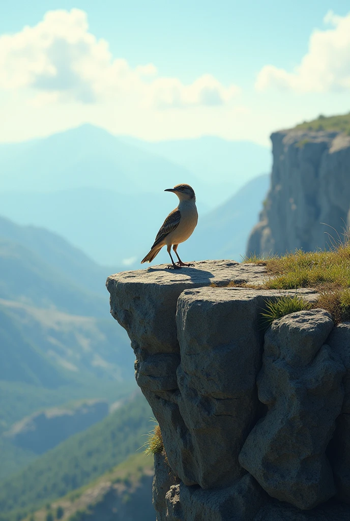 1 adult lark standing on a cliff at midday
