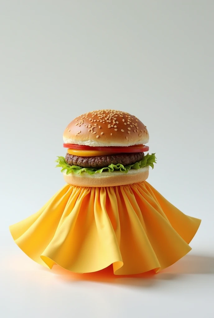 A hamburger in the shape of skirts
