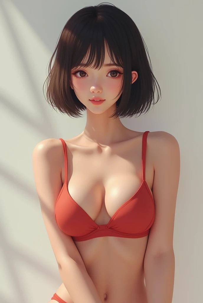 ((Best quality, 8k, Masterpiece :1.3)),slingshot swimsuit,((Best quality, 8k, Masterpiece :1.3)),slingshot swimsuit,(8K,highest quality,highest quality,masterpiece,ultra high resolution,beautiful woman with perfect figure,emphasize cleavage,carefully crafted face,beautiful fingers,beautiful hands,skin texture),beautiful double eyelids,smile, japanese,(Beautiful),(big breasts:1,7),bobcut hair,