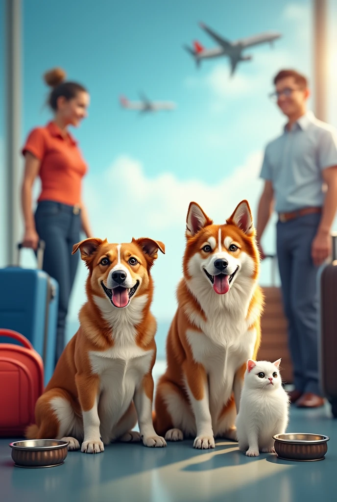 Generate an image related to an airline focused on pet transportation for an advertisement 