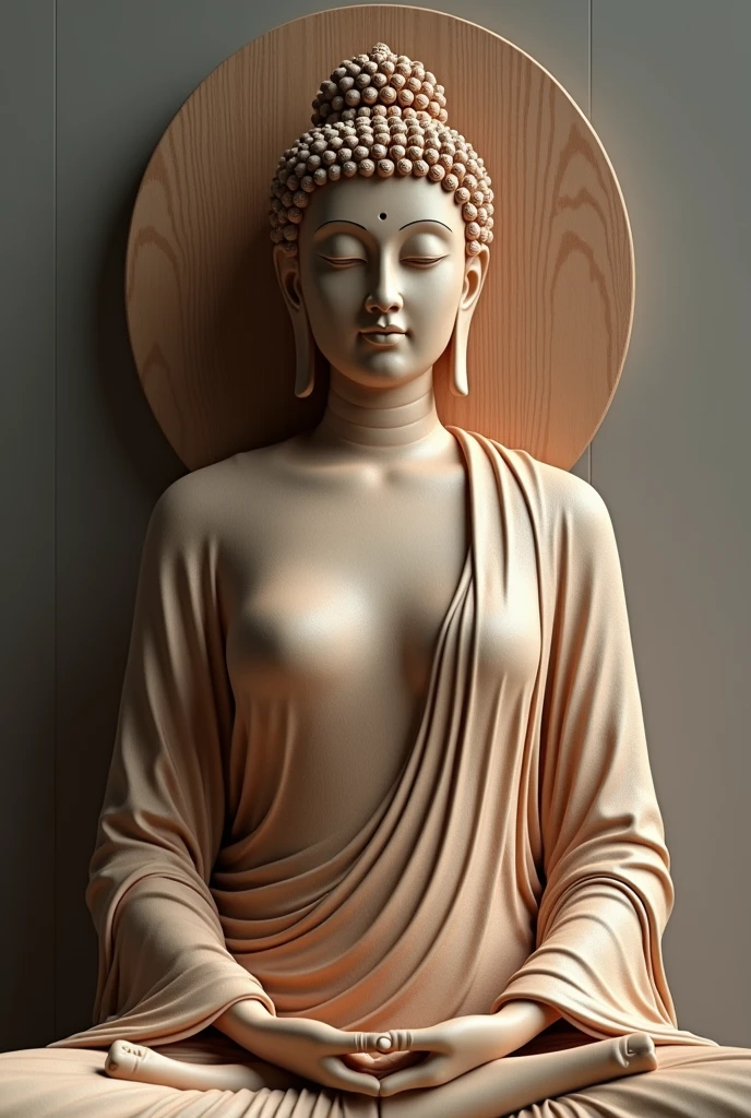 ((masterpiece, highest quality, Highest image quality, High resolution, photorealistic, Raw photo, 8K)), ((Extremely detailed CG unified 8k wallpaper)), (huge stunning goddess shot, very hot and sexy, jaw-dropping beauty, perfect proportions, beautiful body, slim body beauty:1.4), Wooden Buddha, wooden Buddha on a pedestal on a gray background, by Sesshu Toyo, wooden Buddha, charming goddess, height 369 cm, Kamakura period, Buddhist, by Kanō Sanraku, Tenshō Shūbun, by Sesshu Toyo, view from below,