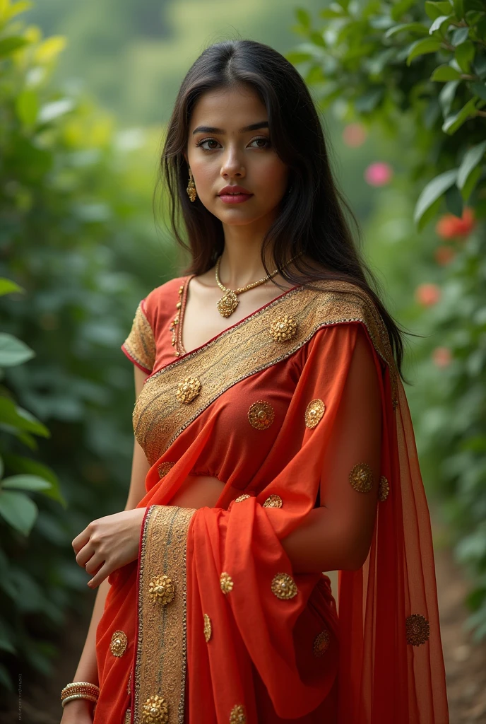 Fit Indian girl wearing saree