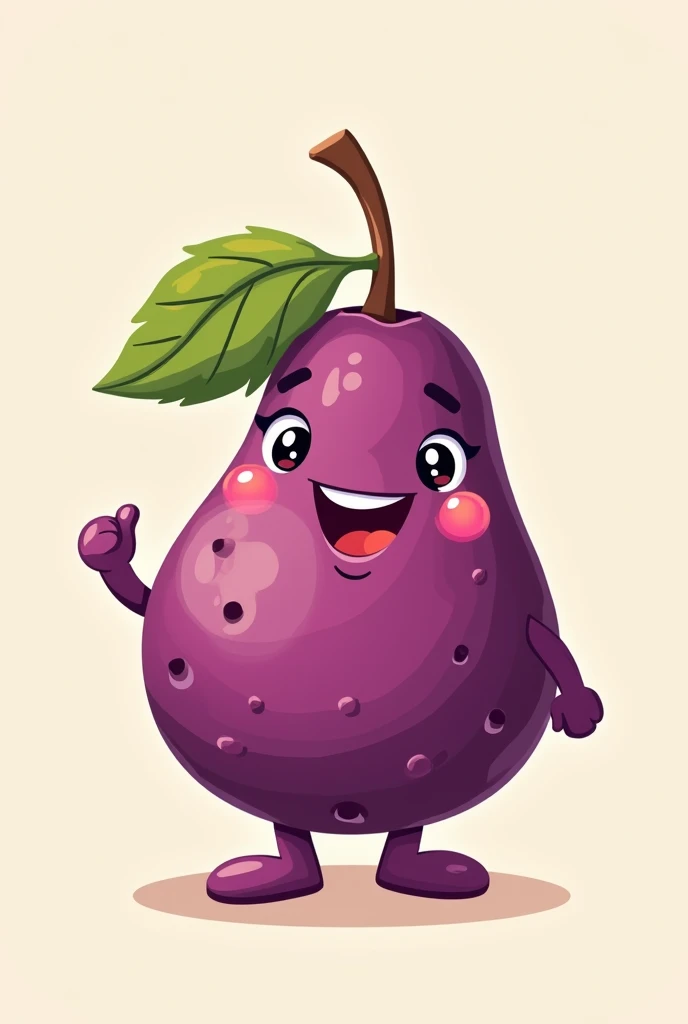 an acai logo, with a fun and relaxed açaí mascot doll with arms and legs. styled