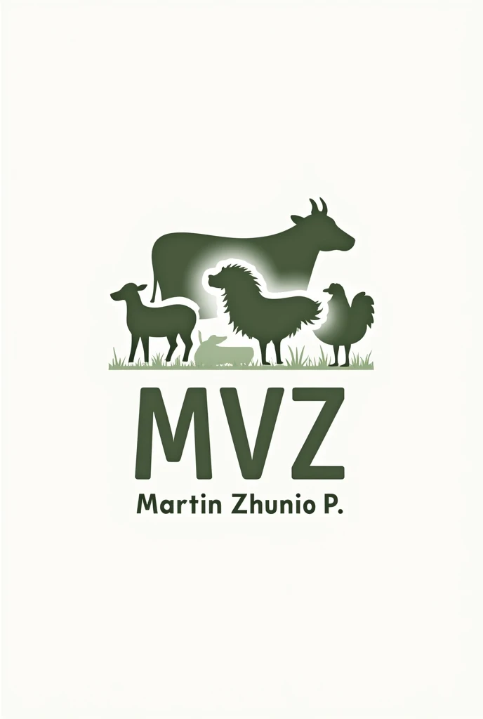 Veterinary logo with farm animals in graphics, written on the outside “MVZ MARTÍN ZHUNIO P.”